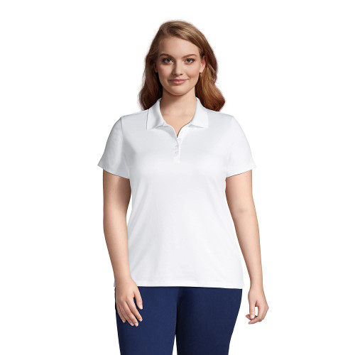 Lands' End Womens Short Sleeve Supima Polo White Petite X-Large
