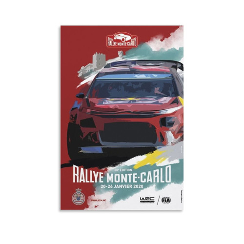 AAHARYA 2020 Monte Carlo Rally Poster WRC World Championship Car Canvas Print Canvas Painting Wall Art Poster for Bedroom Living Room Decor 08x12inch(20x30cm) Unframe-style-1