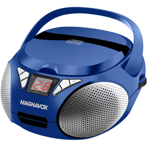 Magnavox MD6924-BL Portable Top Loading CD Boombox with AM/FM Stereo Radio in Blue | CD-R/CD-RW Compatible | LED Display | AUX Port Supported | Programmable CD Player |