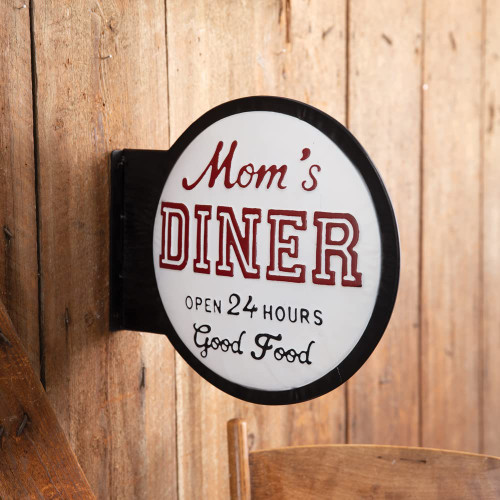 Colonial Tin Works 770568 Mom's Diner Metal Wall Sign, 14-inch Width