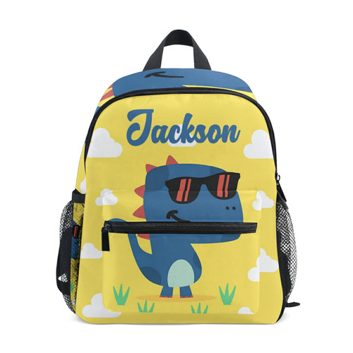 Custom Dinosaur Cute Kid's Backpack Personalized Backpack with Name/Text Preschool Backpack for Boys Customizable Toddler Backpack for Girls with Chest Strap