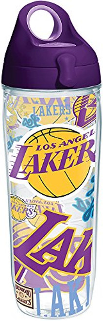 Tervis 1276712 NBA Los Angeles Lakers All Over Tumbler with Wrap and Purple Lid 24oz Water Bottle, Clear Tervis 1276712 NBA Los Angeles Lakers All Over Tumbler with Wrap and Purple Lid 24oz Water Bottle, Clear