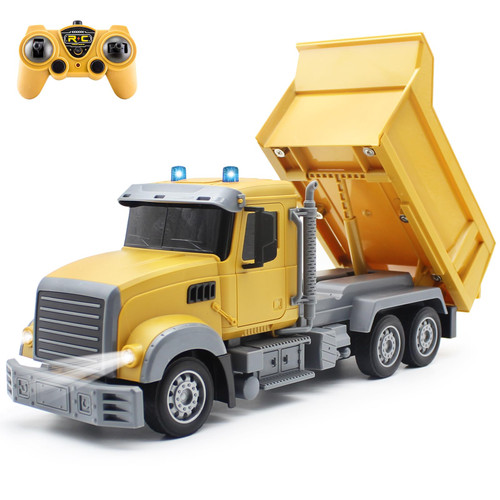 Leopmase Remote Control Dump Truck, RC Dump Truck Construction Vehicle Toys,7 Channel with Lights and Sounds Two Rechargeable Batteries & Charger 1/24 Engineering Car Toy for Boys Age 4-7 Leopmase Remote Control Dump Truck, RC Dump Truck Construction Vehicle Toys,7 Channel with Lights and Sounds Two Rechargeable Batteries & Charger 1/24 Engineering Car Toy for Boys Age 4-7