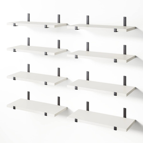 YGEOMER Floating Shelves, White Shelves, Set of 8, Rustic Wall Shelves, Wood Floating Shelf for Bedroom, Living Room, Book and Bathroom