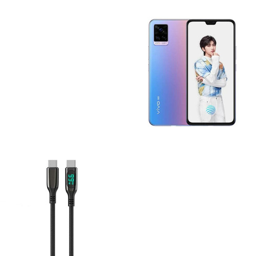 BoxWave Cable Compatible with vivo S7t - PowerDisplay PD Cable (6ft) - USB-C to USB-C (100W), LED Display 6 Foot PD Braided Nylon Cable for vivo S7t - Jet Black BoxWave Cable Compatible with vivo S7t - PowerDisplay PD Cable (6ft) - USB-C to USB-C (100W), LED Display 6 Foot PD Braided Nylon Cable for vivo S7t - Jet Black