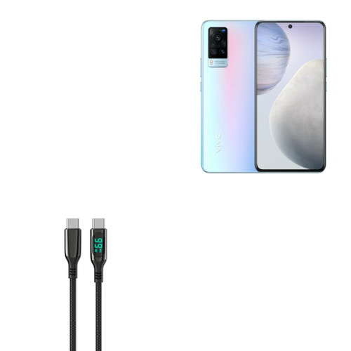 BoxWave Cable Compatible with vivo X60t - PowerDisplay PD Cable (6ft) - USB-C to USB-C (100W), LED Display 6 Foot PD Braided Nylon Cable for vivo X60t - Jet Black BoxWave Cable Compatible with vivo X60t - PowerDisplay PD Cable (6ft) - USB-C to USB-C (100W), LED Display 6 Foot PD Braided Nylon Cable for vivo X60t - Jet Black