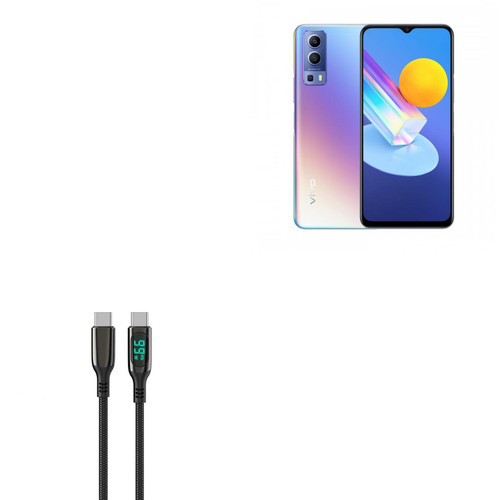 BoxWave Cable Compatible with vivo Y72 5G - PowerDisplay PD Cable (6ft) - USB-C to USB-C (100W), LED Display 6 Foot PD Braided Nylon Cable for vivo Y72 5G - Jet Black BoxWave Cable Compatible with vivo Y72 5G - PowerDisplay PD Cable (6ft) - USB-C to USB-C (100W), LED Display 6 Foot PD Braided Nylon Cable for vivo Y72 5G - Jet Black
