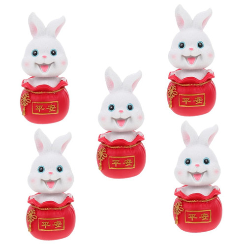 Happyyami 5pcs Big Eared Rabbit Ornament Rabbit Characters Toys Mini Rabbit Figurine Bunny Toys for Kids Rabbit Statue Dining Table centerpieces Bunny Figurine car Baby White Child Resin