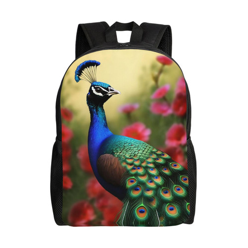 RLDOBOFE Peacock flowers Backpack For Women Men Travel Laptop Backpack Rucksack Casual Daypack Lightweight Travel Bag