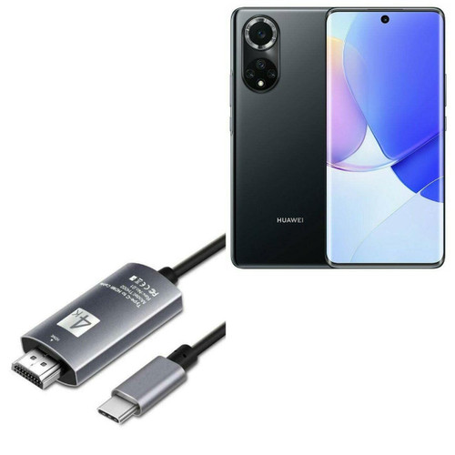BoxWave Cable Compatible with Huawei nova 9 (6.57 in) - SmartDisplay Cable - USB Type-C to HDMI (6 ft), USB C/HDMI Cable - Jet Black