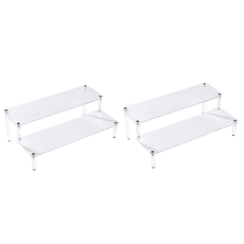 MAGICLULU 2pcs Cubby Storage Shelf Acrylic Riser Stand Display Rack Transparent Display Shelf Clear Display Riser Shelf Display Frame Display Stands Easel Stand for Display Cake Stand Desk