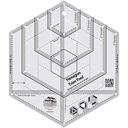 Creative Grids Hexagon Trim Tool Quilting Ruler Template CGRJAW4