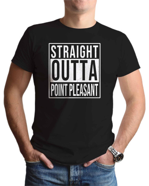 Westwood Tees Straight Outta Point Pleasant USA T-Shirt Souvenir Gift for City Lover. Unisex. Small. Black