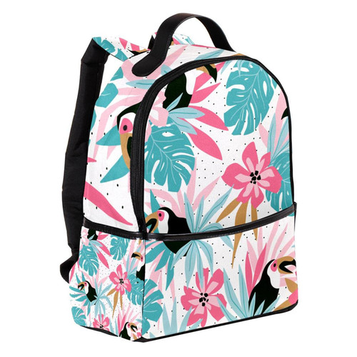 VBFOFBV Backpack for Women Daypack Laptop Backpack Travel Casual Bag, Tropical Monstera Parrot Flower