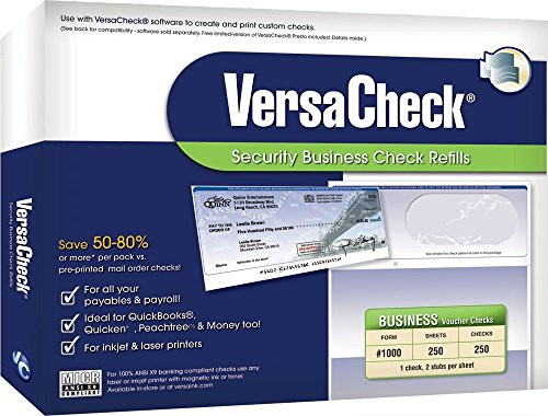 VersaCheck Security Business Check Refills: Form #1000 Business Voucher - Blue - Prestige - 250 Sheets