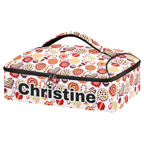 Custom Christmas New Year Insulated Casserole Carrier for Hot or Cold Food Personalized Lasagna Holder Hot and Cold Thermal Bag with Dish Storage Customized Hot Food Carriers for Christmas Day