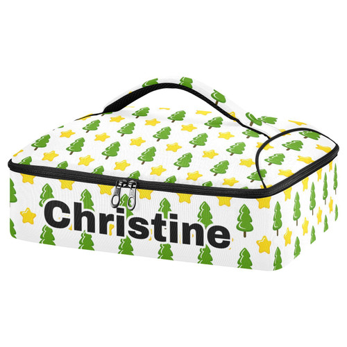 RunningBear Custom Christmas Tree Insulated Casserole Carrier for Hot or Cold Food Personalized Lasagna Holder with Dish Storage Customized Insulated Food Bag for Lasagna Pan