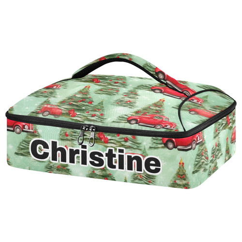 Custom Christmas Trees Car Insulated Casserole Carrier for Hot or Cold Food Personalized Lasagna Holder with Dish Storage Customized Insulated Casserole Dish Carrier Bag for Casserole Dish
