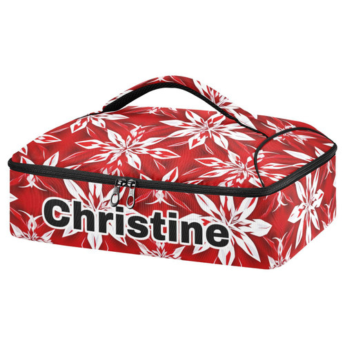 RunningBear Custom Snowflakes Christmas Insulated Casserole Carrier for Hot or Cold Food Personalized Lasagna Holder Hot and Cold Thermal Bag with Dish Storage Customized Food Carry for Parties