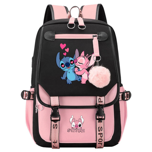 XinShuoBay Anime Cartoon Backpack for Girls and Boys with USB Port Large Capacity Laptop Travel Backpack Cosplay Bookbag (Pink 2)