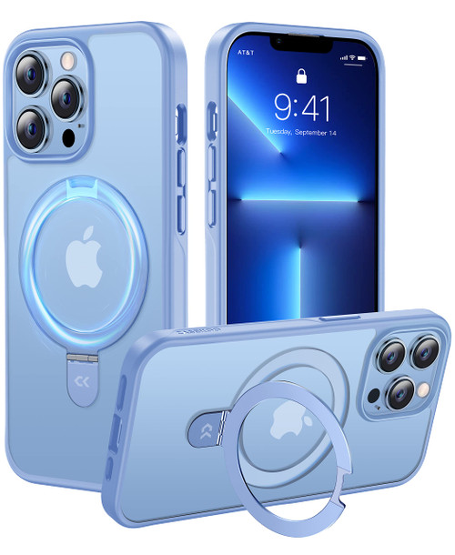 CASEKOO Designed for iPhone 13 Pro Max Case with Magnetic Invisible Stand Military Drop Protection Compatible with MagSafe Shockproof Matte Phone Case for iPhone 13 Pro Max 6.7 Inch 2021, Blue