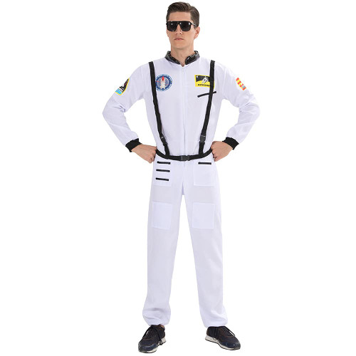 FantastCostumes Men's Astronaut Costume Spaceman Suit Halloween Adult Costumes Cosplay Outfit, White, X-Large