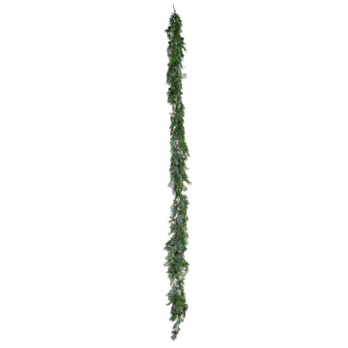Vickerman 73" Green Stovall Cedar Pine Artificial Christmas Garland - Unlit - Faux Pine Christmas Garland - Features Faux Olives - Indoor Home Decor - Reliable and Durable