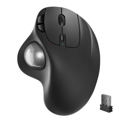 Nulea M501 Wireless Trackball Mouse, Rechargeable Ergonomic, Easy Thumb Control, Precise & Smooth Tracking, 3 Device Connection (Bluetooth or USB), Compatible for PC, Laptop, iPad, Mac, Windows.