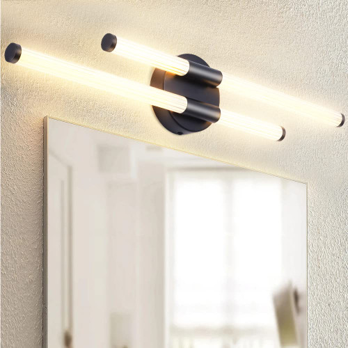 ZEROUNO Modern LED Bathroom Vanity Lights Fixtures, 18W Black LED Vanity Lights Over Mirror Bath Lighting, Wall lamp for Bedroom, Living Room, Mirror Cabinet Lighting etc 3000K (26.4 inch)