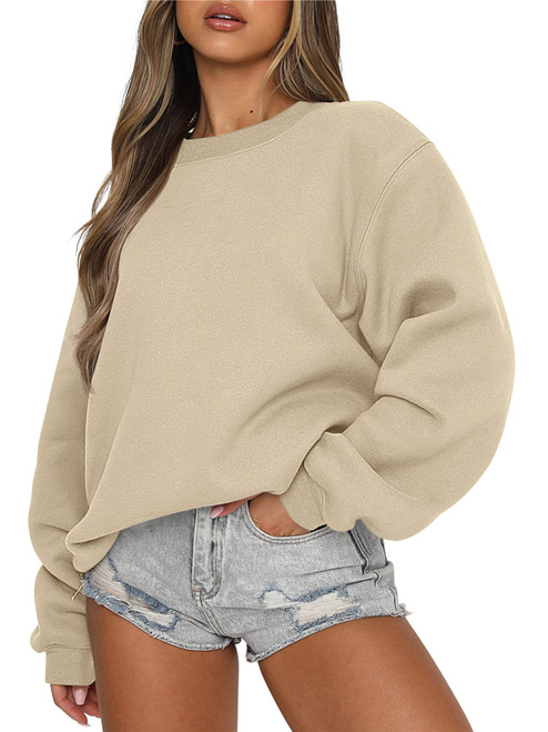 ANRABESS Women's Long Sleeve Sweatshirt Casual Crewneck Loose Fit Pullover Hoodie Fleece Fall Tops A1026-zongse-M Brown ANRABESS Women's Long Sleeve Sweatshirt Casual Crewneck Loose Fit Pullover Hoodie Fleece Fall Tops A1026-zongse-M Brown