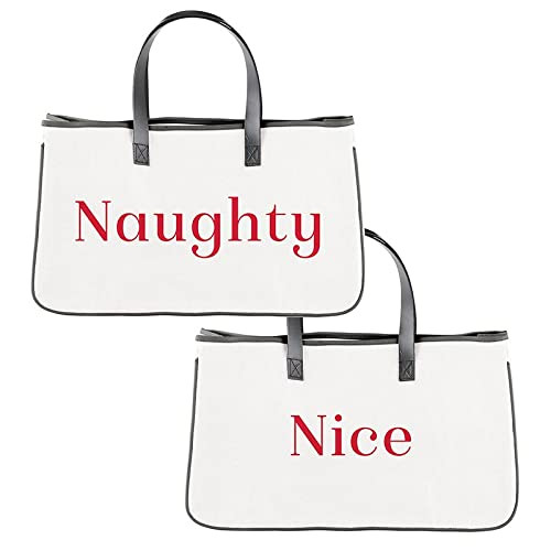 Santa Barbara Design Studio F2F Holiday Canvas Tote Bag, 20 x 11-Inch, Naughty/Nice