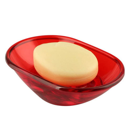 XHE Soap Dishes Soap Holder 1pc Soap Dish Transparent Beautiful Oval Plastic Soap Holder Soap Box Organizer for Bathroom Kitchen Soap Case Soap Saver Soap Case (Color : Red)
