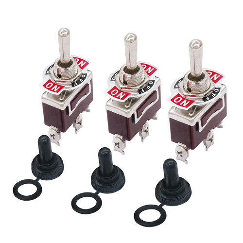 AXTI 3pcs Switch Toggle Rocker Heavy Duty with Boot for 20A 125V SPDT 3 Position 3 Pin ON-Off-ON Toggle Switch