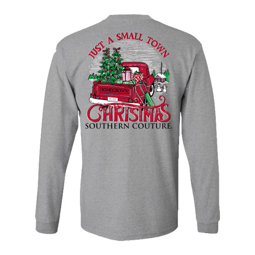 Southern Couture Just A Small Town Christmas Sports Grey Cotton Christmas Long Sleeve T-Shirt, X-Large Southern Couture Just A Small Town Christmas Sports Grey Cotton Christmas Long Sleeve T-Shirt, X-Large