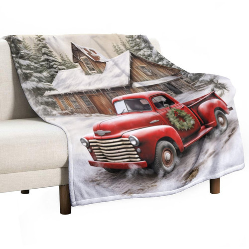 Vintage Barn And Christmas Truck-2 Blanket Merry Christmas Red Truck Car with Xmas Tree Fleece Throw Blanket 40"x50" Ultra-Soft Micro Fleece And Warm Cozy Lightweight Throw Blankets for Couch Sofa Bed Vintage Barn And Christmas Truck-2 Blanket Merry Christmas Red Truck Car with Xmas Tree Fleece Throw Blanket 40"x50" Ultra-Soft Micro Fleece And Warm Cozy Lightweight Throw Blankets for Couch Sofa Bed