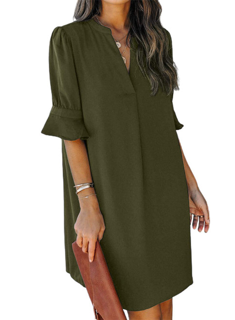 QACOHU White Dress Women Women's Summer Tunic Dress V Neck Casual Loose Flowy Swing Shift Dress Green XXL Green Dresses for Women QACOHU White Dress Women Women's Summer Tunic Dress V Neck Casual Loose Flowy Swing Shift Dress Green XXL Green Dresses for Women