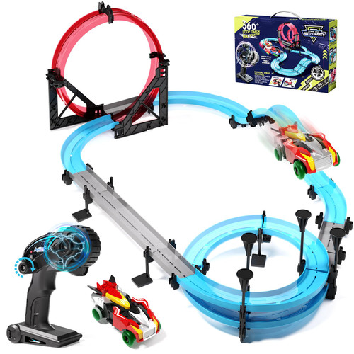 AIQI Slot Car Race Track Sets for Kids,Electric High-Speed Circular Overpass Track,Remote Control Slot Track Car Toy,Gifts Toys for Boys Age 6 7 8-12 Years Old Birthday Presents