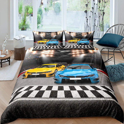 Sports Car Comforter Cover Set Extreme Sports Decor Duvet Cover Set for Kids Boys Yellow Blue Race Car Bedding Set Cool Speed Competitive Racing Car Quilt Cover Room Decor 3Pcs Full Size,Zipper Sports Car Comforter Cover Set Extreme Sports Decor Duvet Cover Set for Kids Boys Yellow Blue Race Car Bedding Set Cool Speed Competitive Racing Car Quilt Cover Room Decor 3Pcs Full Size,Zipper