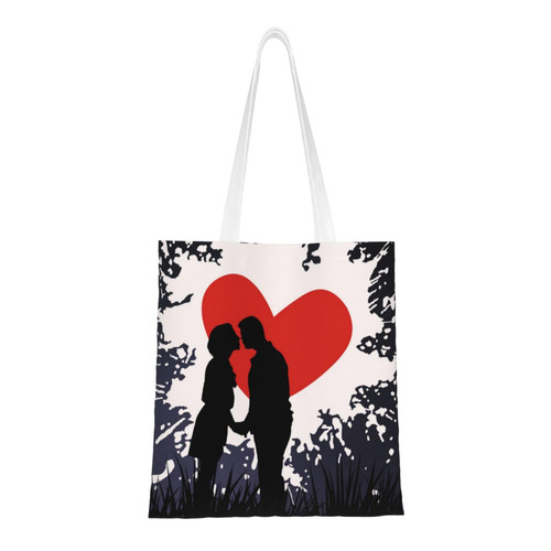 Canvas Tote Bag For Woman Love Kiss Shoulder Handbags Reusable Grocery Bags Purse Shopping Bag Canvas Tote Bag For Woman Love Kiss Shoulder Handbags Reusable Grocery Bags Purse Shopping Bag