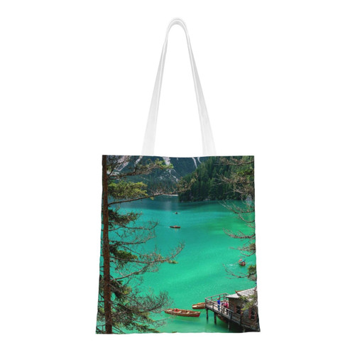 Canvas Tote Bag For Woman Lake Mountain Scenery Shoulder Handbags Reusable Grocery Bags Purse Shopping Bag Canvas Tote Bag For Woman Lake Mountain Scenery Shoulder Handbags Reusable Grocery Bags Purse Shopping Bag