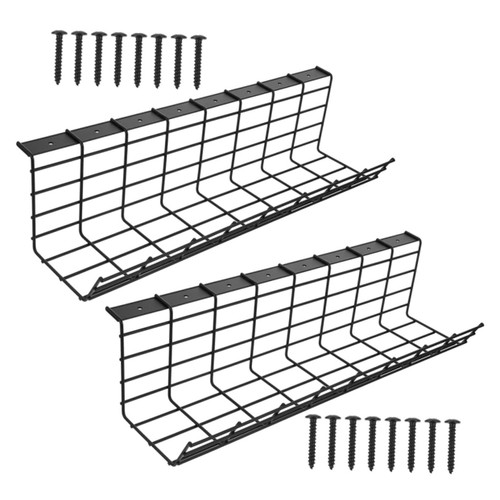 DOITOOL 2pcs Wire Storage Rack Under Desk Cable Organizer Under Desk Shelf Under Desk Cable Management Wire Shelf Brackets Under Desk Cord Organizer Wire Rack Office Electric Wire Iron