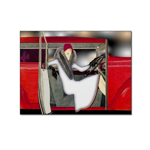 Posters Fashion Poster Red Sports Car in A Woman Poster Art Nouveau Style Cool Wall Art Car Wall Art Canvas Art Poster And Wall Art Picture Print Modern Family Bedroom Decor 8x10inch(20x26cm) Unframe-