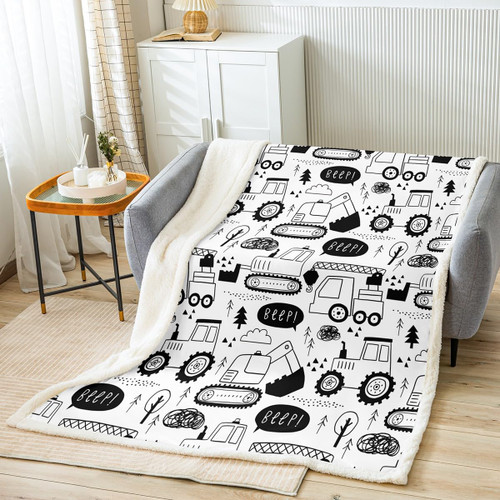 Cartoon Cars Kids Throw Blanket,Tractor Truck Excavator Toddler Bed Blanket for Girls Boys Adults,Construction Vehicles Fleece Blanket,Black White Chic Fuzzy Blanket,40 x 50 Inches Cartoon Cars Kids Throw Blanket,Tractor Truck Excavator Toddler Bed Blanket for Girls Boys Adults,Construction Vehicles Fleece Blanket,Black White Chic Fuzzy Blanket,40 x 50 Inches