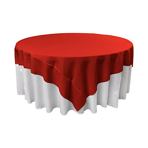LA Linen Tablcloth Polyester Poplin Square Tablecloth, 90-Inch, Red