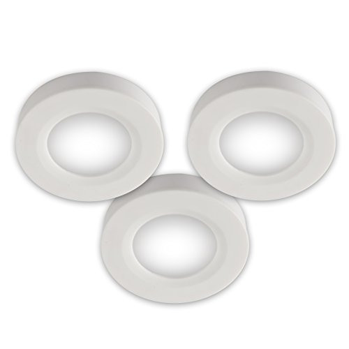 Bazz U00063WH LED Under Cabinet Puck Light, Linkable, Easy Installation, Energy Efficient, Plug-in, Bulbs Included, 2.75-in, White, 3 Piece