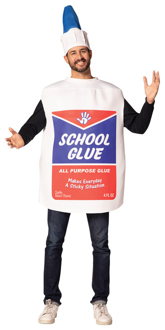 Rasta Imposta School Glue Squeeze Bottle Costume Adhesive Paste Bonding Office Supplies Dress Up Cosplay Party Costumes, Adult One Size