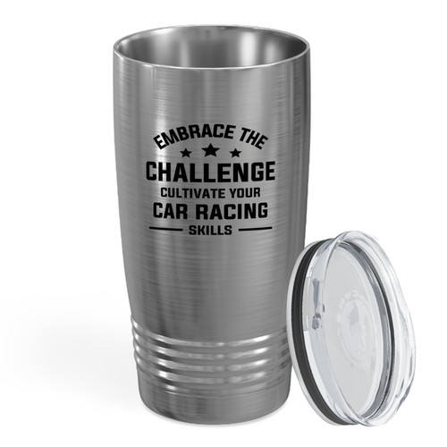 Flairy Land Hobby Tumbler 20oz Silver -Carracing Skills - Car Racer Dad Boyfriend Brother Uncle Gift Race Car Enthusiast Mechanic