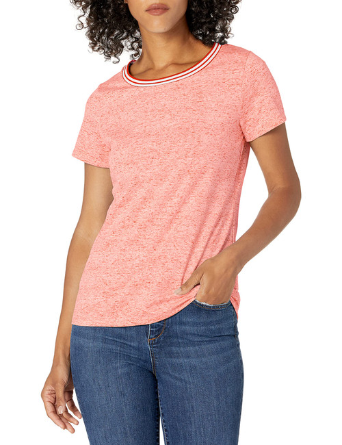 Cutter & Buck Women's Short Sleeve Space Dye Advantage Crew Neck Tee, Alarm, XXXL