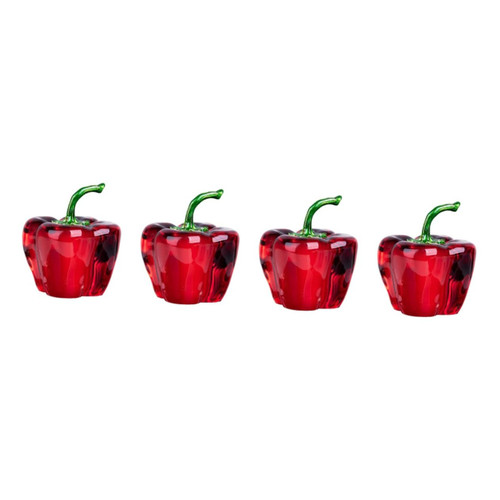 DECHOUS 4pcs Crystal Vegetable Figurine Crystal Tabletop Ornament Car Crystal Figurine Crystal Chili Ornament Clear Ornaments Chili for Home Crystal Glass Bell Pepper Office Crystal Fruit