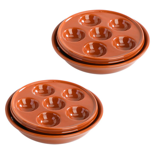 RUNROTOO 2Pcs snail dish escargot plate snail food plate escargot serving plate cooker baking pan multipurpose tool Escargot baking dish conch plate trays octopus pancakes ceramics
